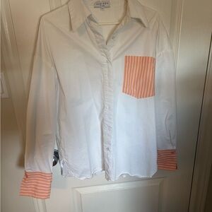 Madison White and Pink/Orange Button Down Shirt